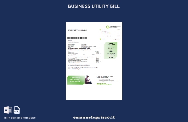 stile verificato Modello di fattura aziendale di energia elettrica Energy Austra