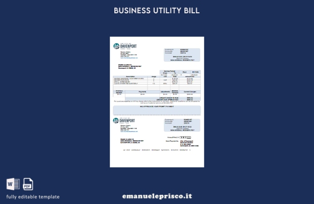 stile verificato Modello di fattura aziendale di servizi pubblici dell'Iowa City