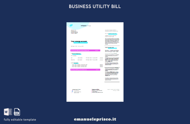 stile verificato Modello di pagina della fattura aziendale di Octopus Energy U 1