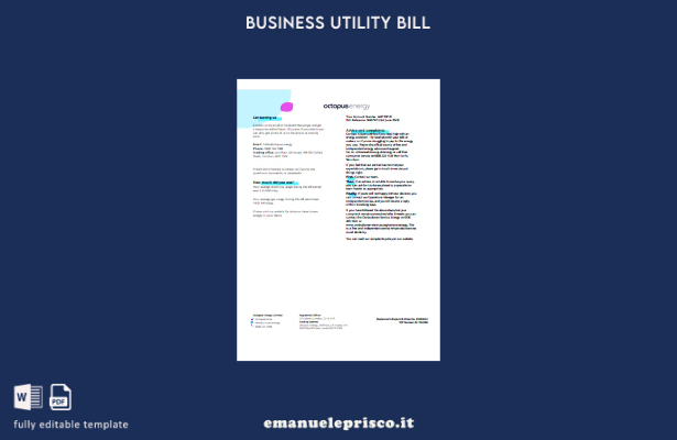stile verificato Modello di pagina della fattura aziendale di Octopus Energy U 2