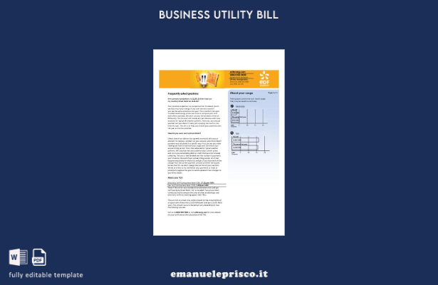 stile verificato Modello di pagine di bollette aziendali del Regno Unito EDF