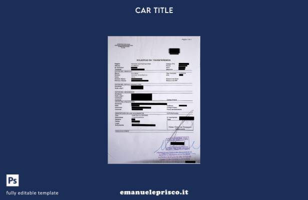 modello di certificato di immatricolazione del veicolo in Cile stile verificato