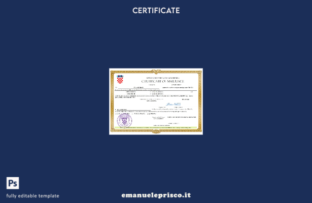 Certificato di matrimonio croato in stile verificato Modello Word e PDF