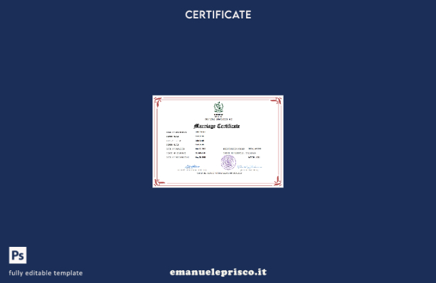 Certificato di matrimonio pakistano in stile verificato Modello Word e PDF