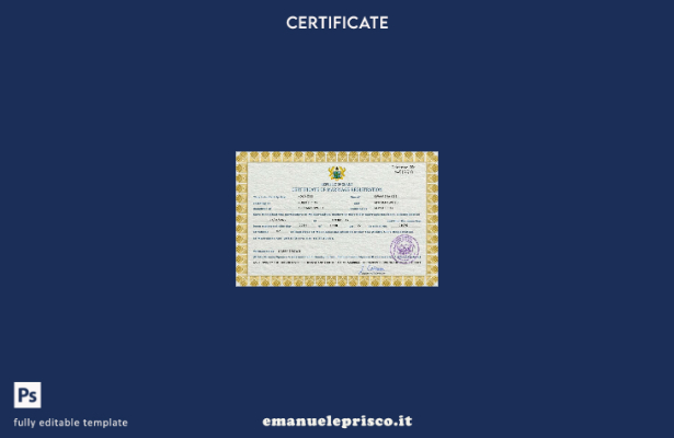 Modello PSD del certificato di matrimonio del Ghana in stile verificato