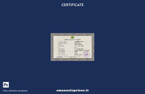 Modello PSD del certificato di morte del Niger in stile verificato