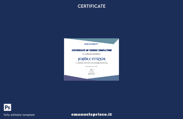 Modello di certificato di completamento del corso USA in stile verificato in for