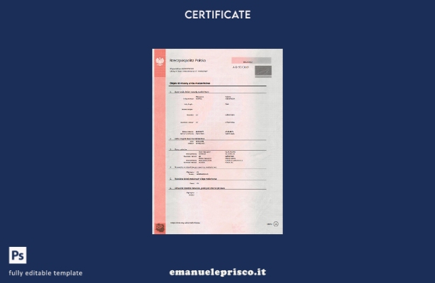 Modello di certificato di matrimonio polacco in stile verificato in formato Word