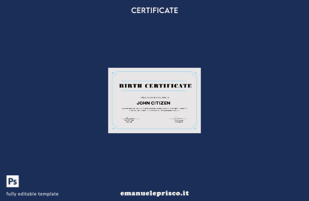 Modello di certificato di nascita USA in stile verificato in formato Word e mode