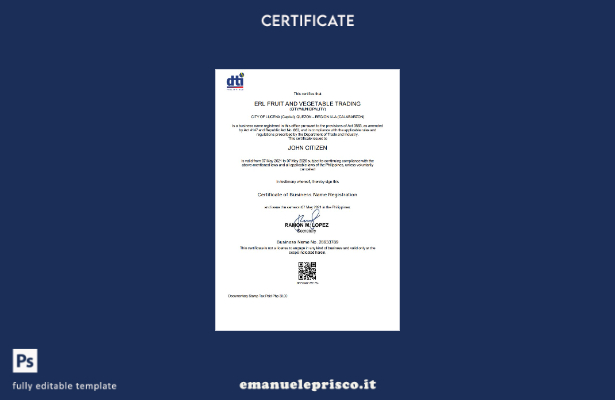 Modello di interprete privato del Dipartimento del Commercio e dell'Industria de