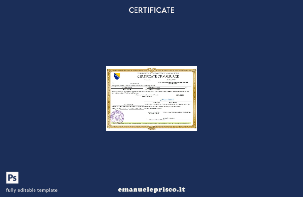 certificato di matrimonio Bosnia Erzegovina in stile verificato modello Word e P