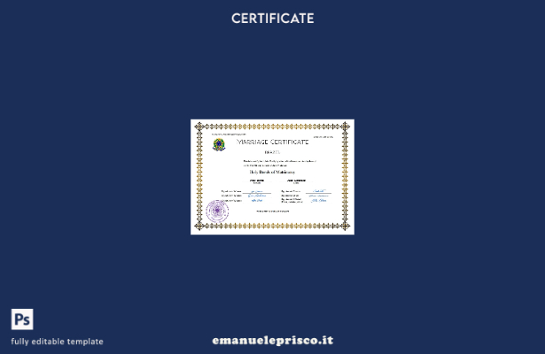 certificato di matrimonio brasiliano in stile verificato modello Word e PDF