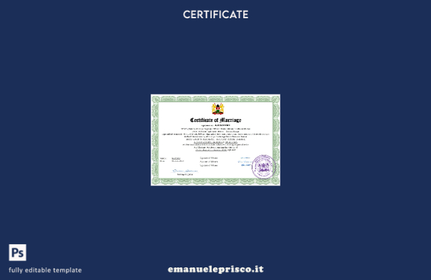 certificato di matrimonio in Kenya in stile verificato modello Word e PDF