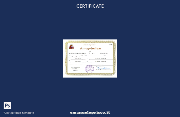 certificato di matrimonio spagnolo in stile verificato modello Word e PDF