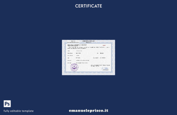 modello PSD del certificato di morte del documento di stato civile del Brunei in