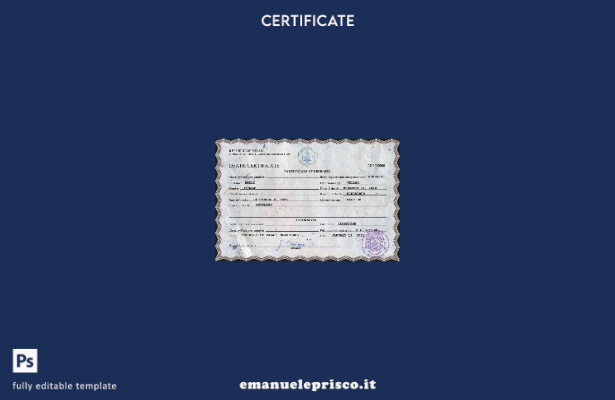 modello PSD del certificato di morte di Palau in stile verificato