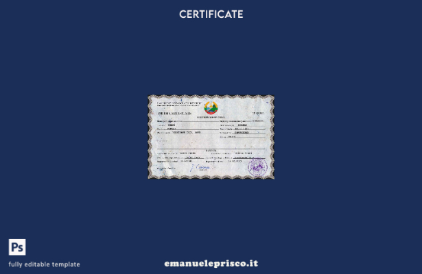 modello PSD del certificato di nascita del Laos in stile verificato
