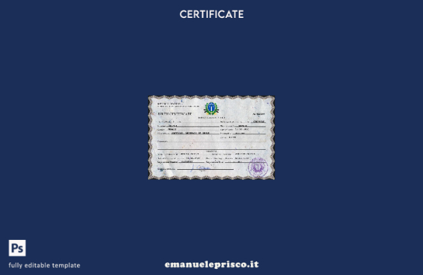 modello PSD del certificato di nascita dello stato di stato civile del Cile in s