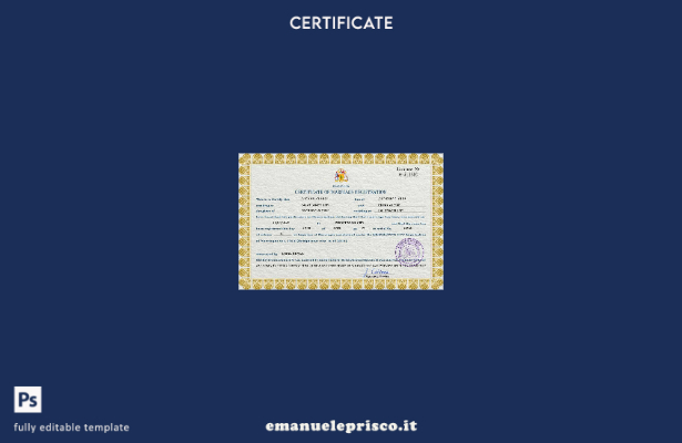 modello PSD di certificato di matrimonio delle Barbados in stile verificato