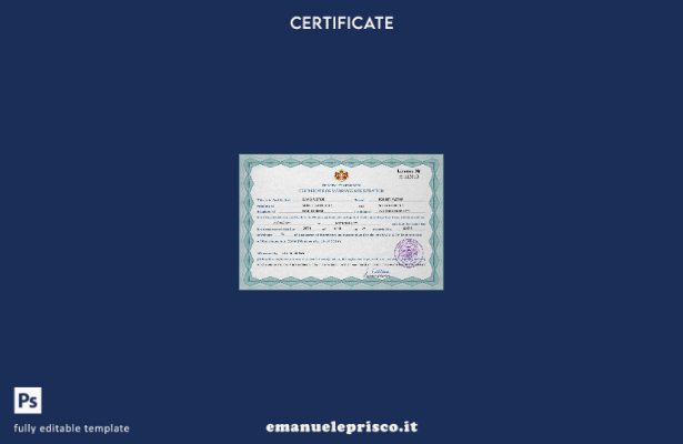 modello PSD di certificato di matrimonio di Monaco in stile verificato