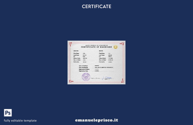 modello PSD di certificato di matrimonio in Afghanistan in stile verificato