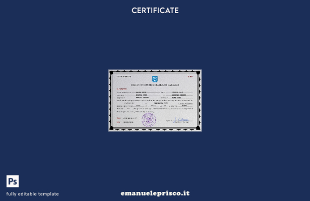 modello PSD di certificato di matrimonio israeliano in stile verificato
