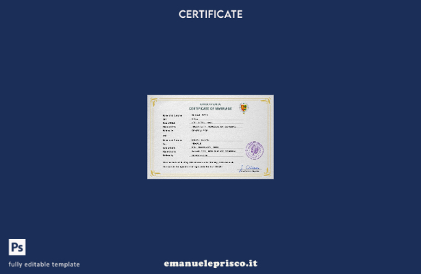 modello PSD di certificato di matrimonio senegalese in stile verificato