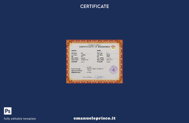modello PSD di certificato di matrimonio svedese in stile verificato