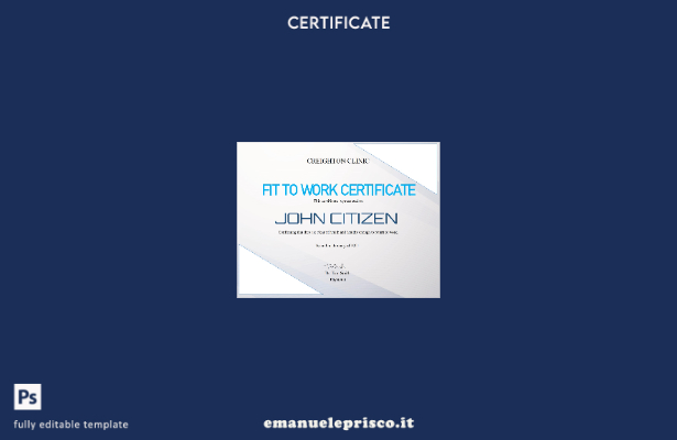 modello di certificato USA Fit to Work stile verificato
