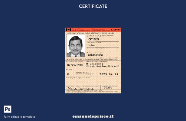 modello di certificato canadese in stile verificato del modello di stato indiano