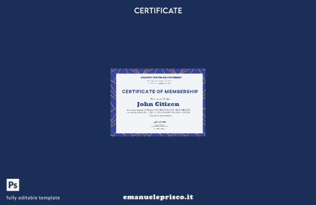 modello di certificato di appartenenza USA in stile verificato