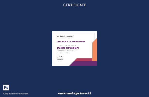 modello di certificato di apprezzamento USA in stile verificato