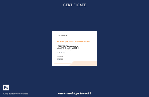 modello di certificato di apprezzamento per la sponsorizzazione degli Stati Unit