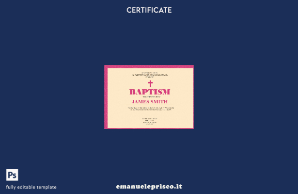 modello di certificato di battesimo USA in stile verificato
