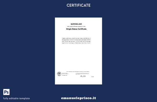 modello di certificato di divorzio Australia Queensland in stile verificato nel