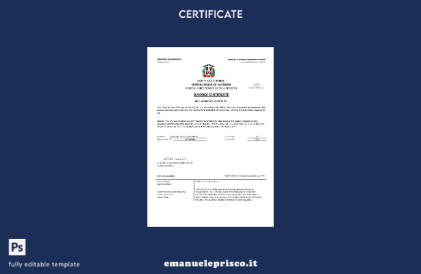 modello di certificato di divorzio della Repubblica Dominicana in stile verifica