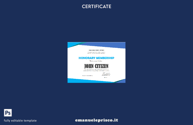 modello di certificato di iscrizione onoraria USA in stile verificato nel modell