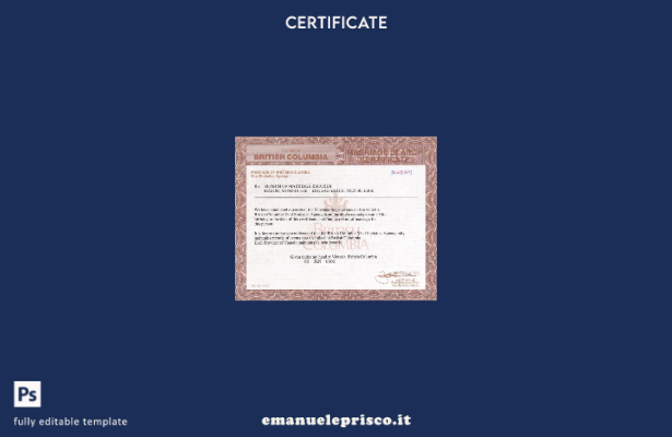modello di certificato di matrimonio Canada British Columbia in stile verificato