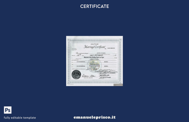 modello di certificato di matrimonio Clark della contea del Nevada in stile veri
