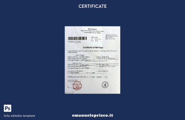 modello di certificato di matrimonio dei tribunali di contea e del circuito USA