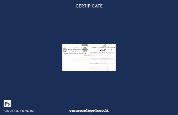 modello di certificato di matrimonio del governo pakistano del Sindh Pakistan in