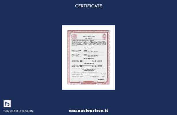 modello di certificato di matrimonio del registro civile degli Stati Uniti del M