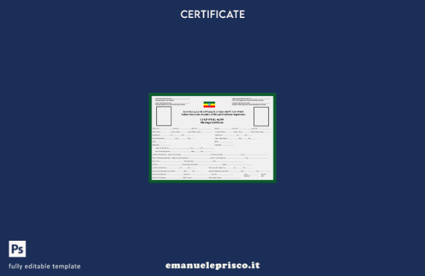 modello di certificato di matrimonio dell'ufficiale di stato civile dell'Etiopia