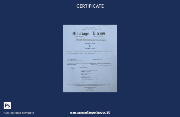 modello di certificato di matrimonio della contea di Fulton in stile verificato