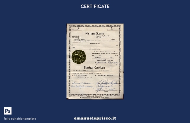 modello di certificato di matrimonio della contea di Lorain USA in stile verific