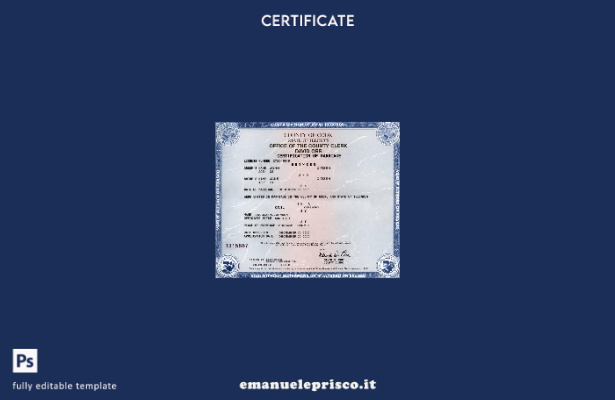 modello di certificato di matrimonio dello stato USA dell'Illinois in stile veri