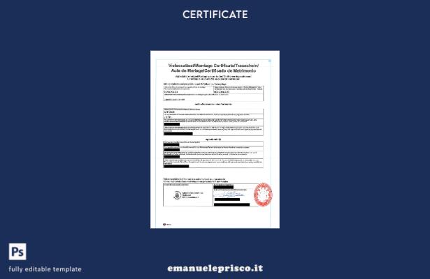 modello di certificato di matrimonio internazionale danese in stile verificato