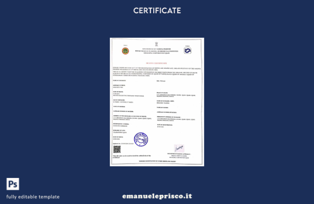 modello di certificato di morte del governo indiano del Madhya Pradesh in stile