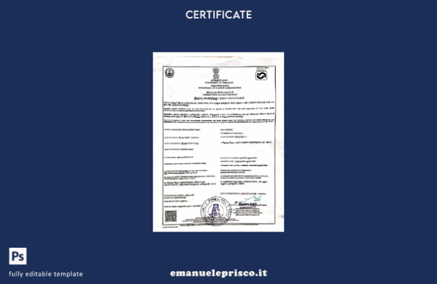 modello di certificato di morte del governo indiano del Tamil Nadu in stile veri