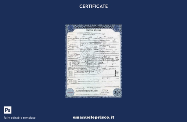 modello di certificato di morte dell'Arizona dello stato USA in stile verifica 1
